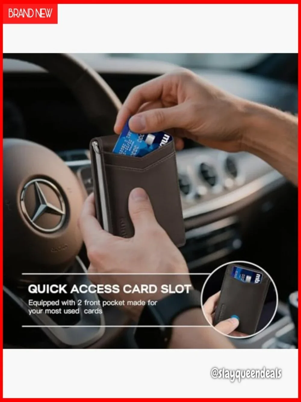 Slim RFID Blocking Money Clip Wallet with 8 Card Holder